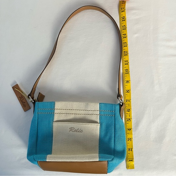 Relic small turquoise and cream canvas shoulder bag purse - Picture 13 of 16